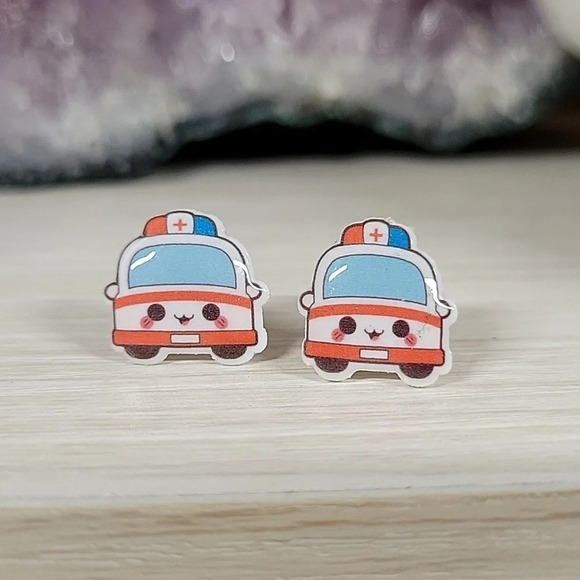 EMT Ambulance Stud Earrings - Picture 1 of 7